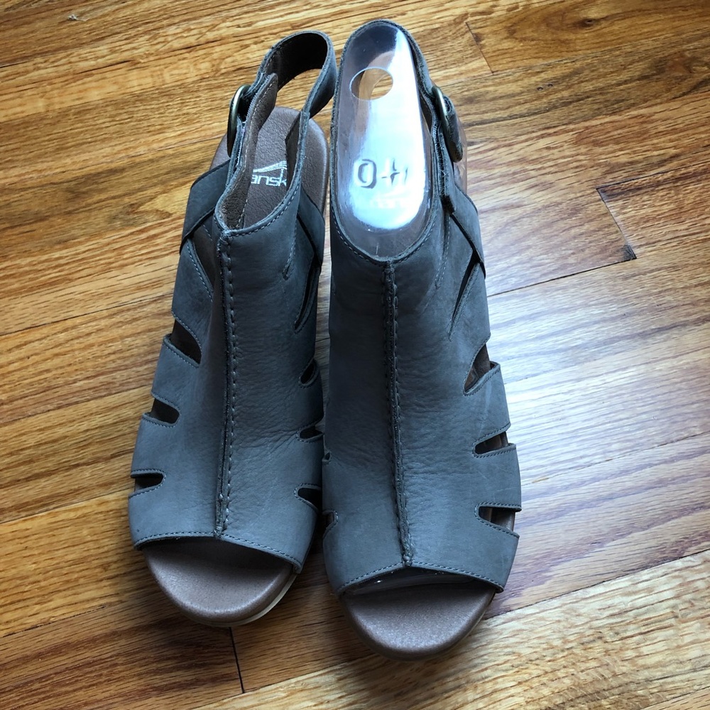 Dansko Gray Peep Toe Heels